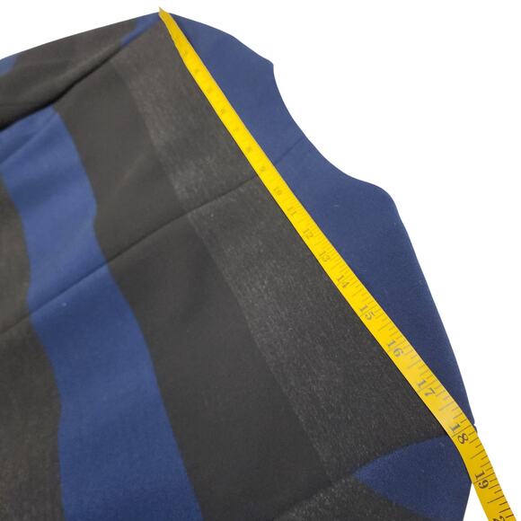 Tahari ASL Womens Blazer Jacket Plus Size 14W Blue Gray Black Stripe Collarless - Picture 10 of 10